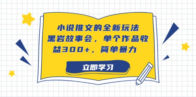 小说推文的全新玩法，黑岩故事会，单个作品收益300+，简单暴力-时光资源网