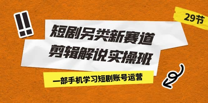 短剧另类新赛道剪辑解说实操班：一部手机学习短剧账号运营（29节 价值500）-时光资源网