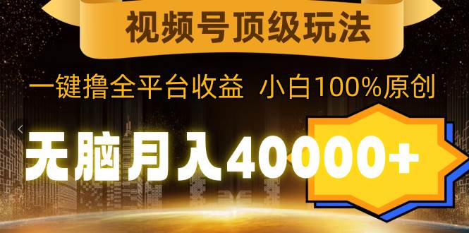 视频号顶级玩法，无脑月入40000+，一键撸全平台收益，纯小白也能100%原创-时光资源网